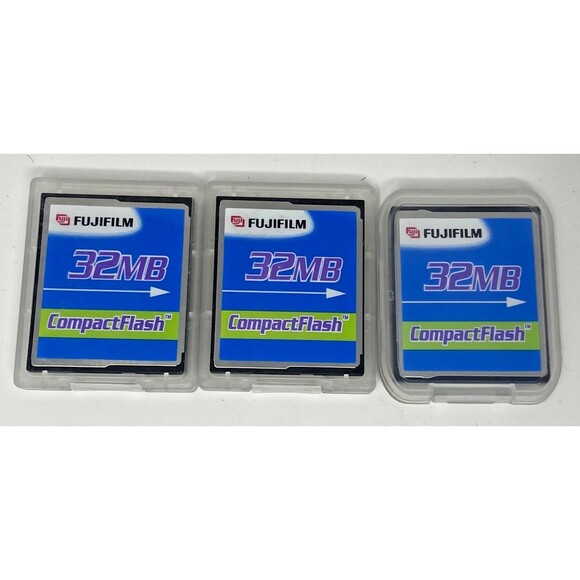 Lot of (3) Fujifilm 32MB Compact Flash Memory Card for Digital Cameras etc. NEW - Picture 1 of 2